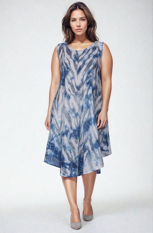 Zebra Print Tie Dye Dress 482150R - Advance Apparels Inc