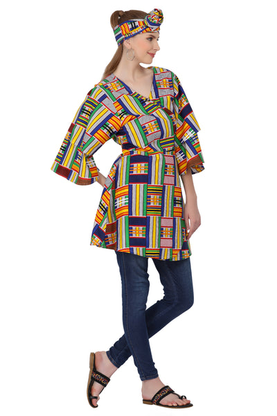 African Print Wrap Blouse 2680 - Advance Apparels Inc