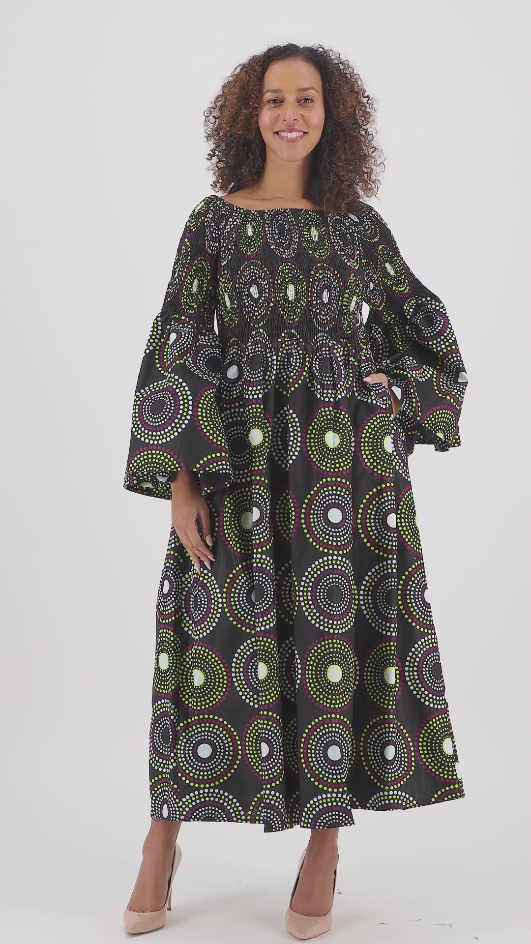Off Shoulder African Print Maxi Dress 2190-422