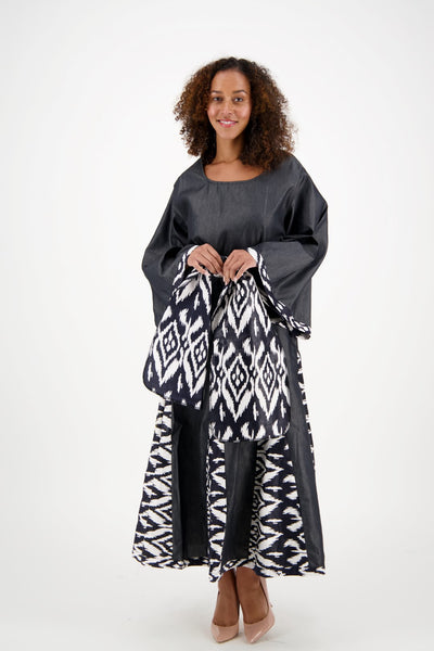 Long Sleeve Maxi Dress w/ Matching Ankara Print Belt 2193-419 - Advance Apparels Inc