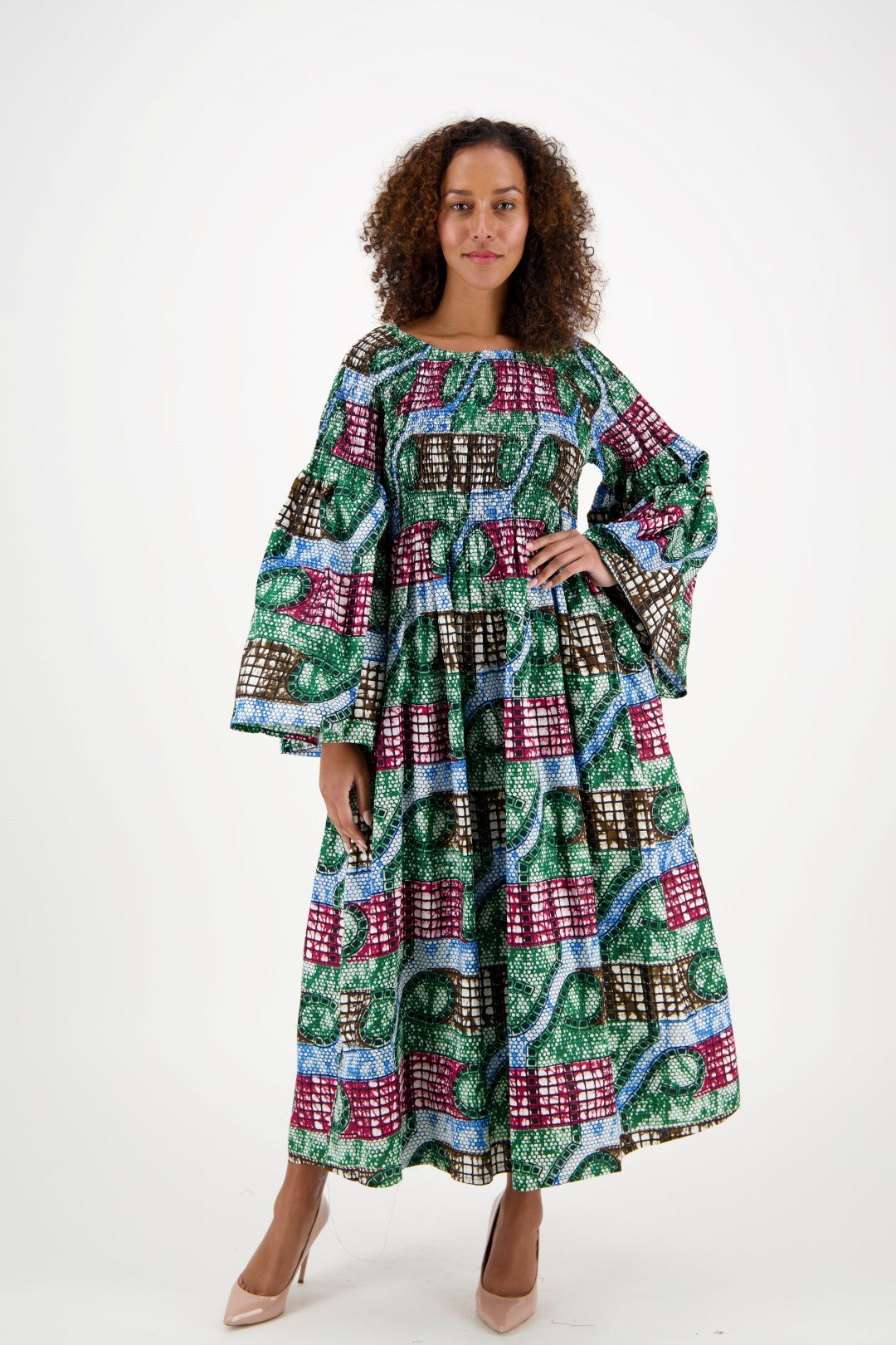 Off Shoulder African Print Maxi Dress 2190-37 - Advance Apparels Inc