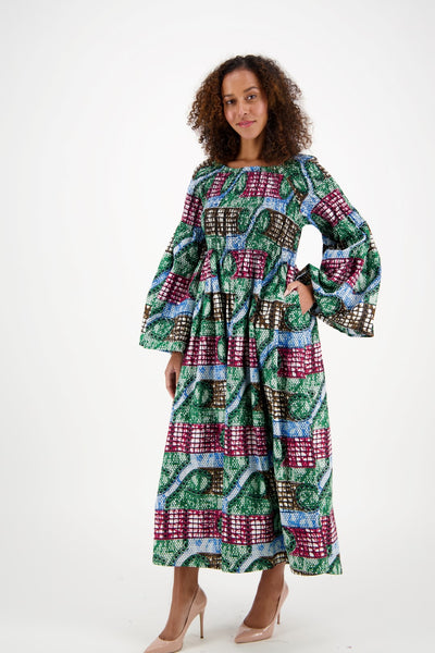 Off Shoulder African Print Maxi Dress 2190-37 - Advance Apparels Inc