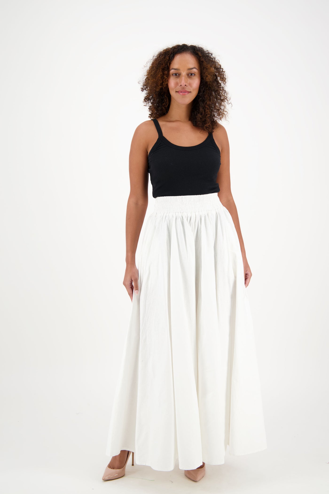 Solid Color Long Ankara Maxi Skirt 16317-White - Advance Apparels Inc