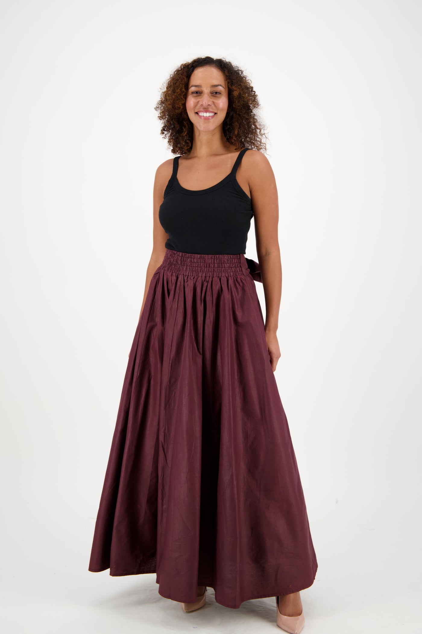 Solid Color Long Ankara Maxi Skirt 16317-Brown - Advance Apparels Inc