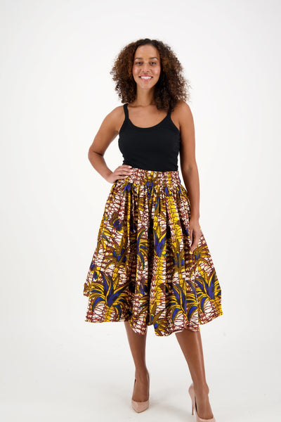 Mid-Length African Print Maxi Skirt Pockets Headwrap Included 16321-528 - Advance Apparels Inc