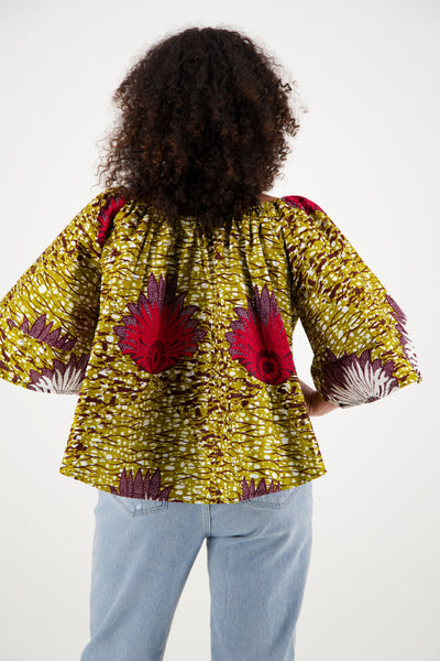 On/Off Shoulder African Print Blouse 166-25 - Advance Apparels Inc