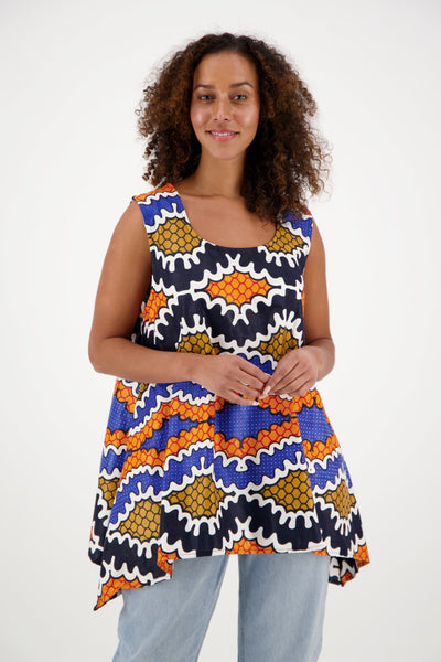 African Print A-Line Sleeveless Blouse 2164 - Advance Apparels Inc