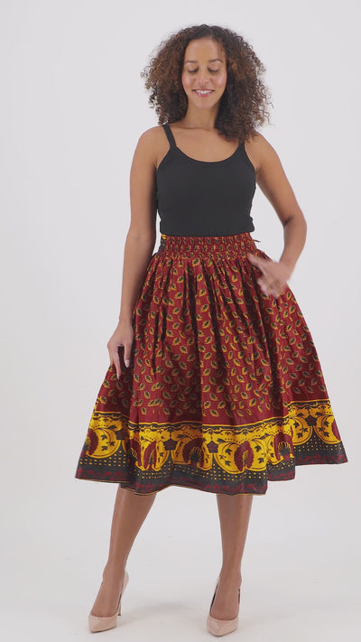 Mid-Length African Print Maxi Skirt Pockets Headwrap Included 16321-1128