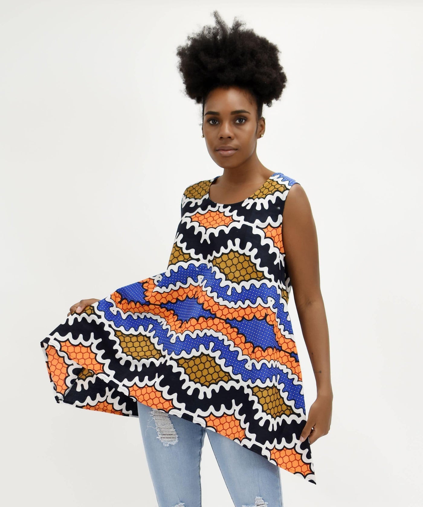 African Print A-Line Sleeveless Blouse 2164  - Advance Apparels Inc