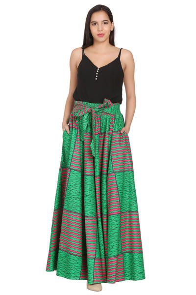 African Print Wax Print Skirt One Size Fits Most Headwrap Included Elastic Waist Pockets 16317-618  - Advance Apparels Inc