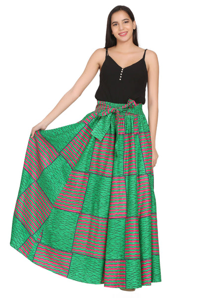 African Print Wax Print Skirt One Size Fits Most Headwrap Included Elastic Waist Pockets 16317-618  - Advance Apparels Inc