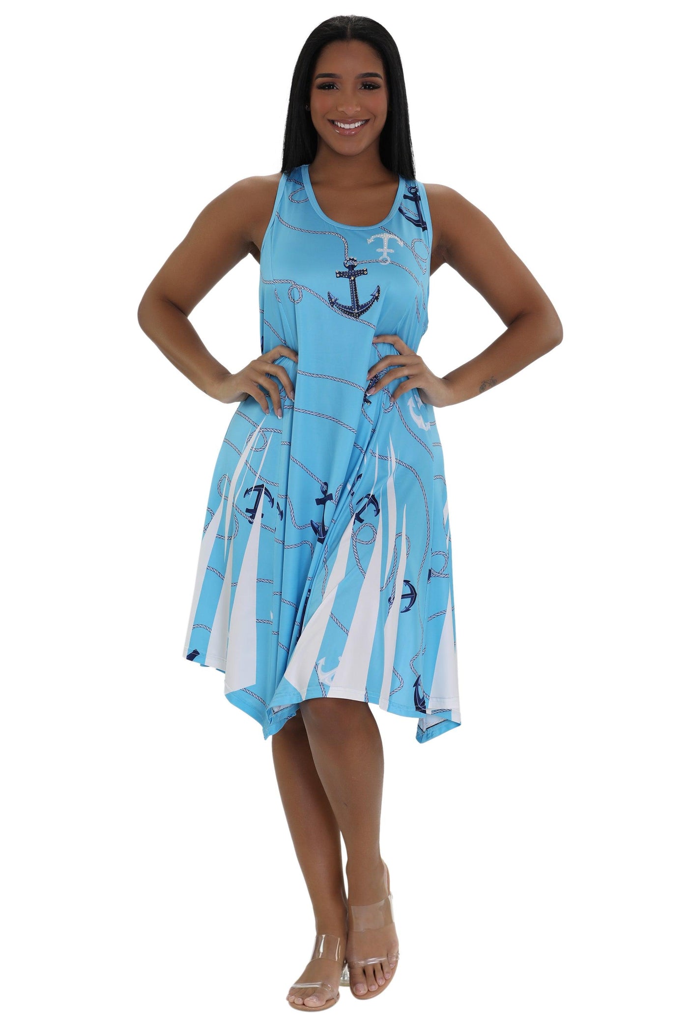 Anchor Print Beach Dress 21236  - Advance Apparels Inc