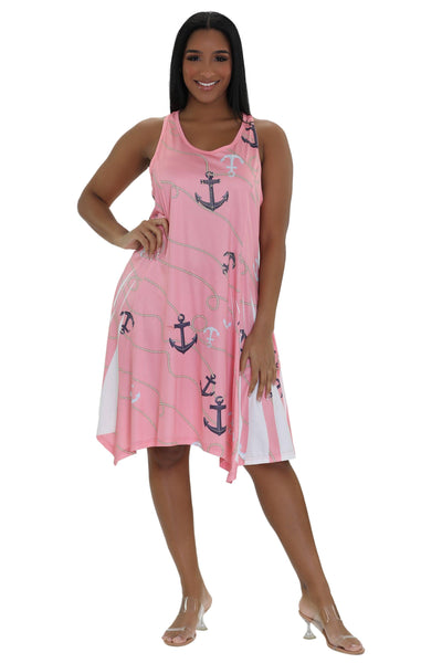 Anchor Print Beach Dress 21236  - Advance Apparels Inc