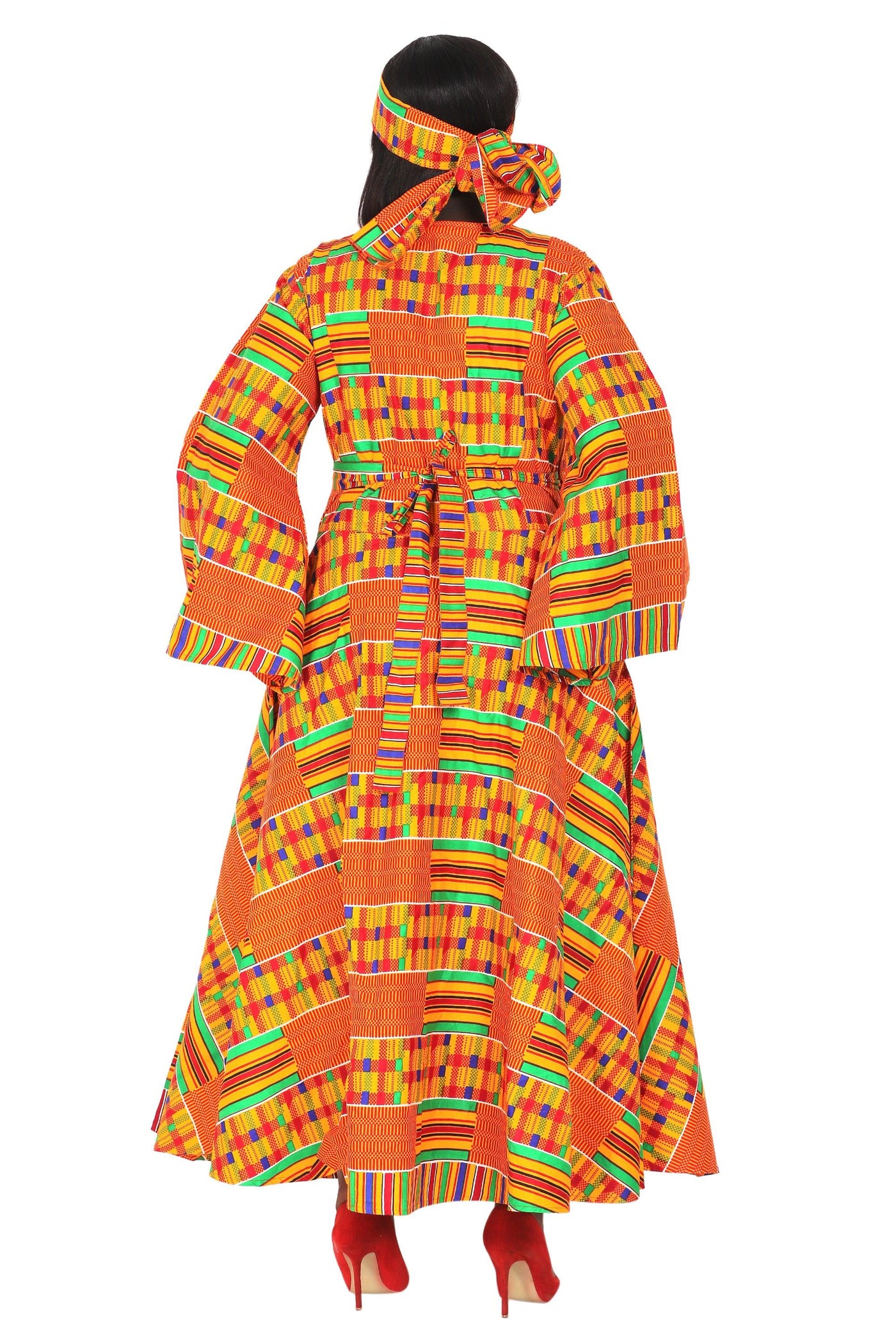Ankara Print Wrap Dress 1616  - Advance Apparels Inc