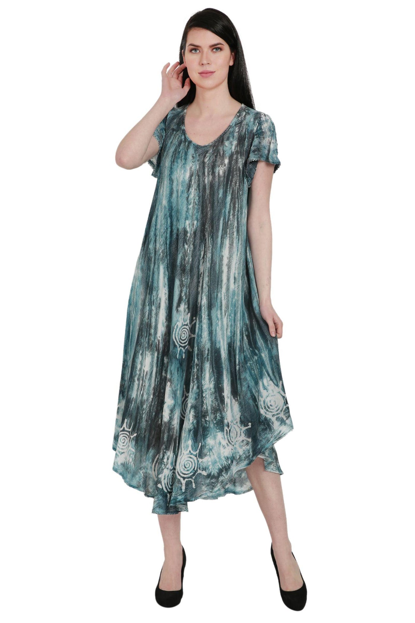 Batik + Tie Dye Trapeze Dress UDS52-2438  - Advance Apparels Inc