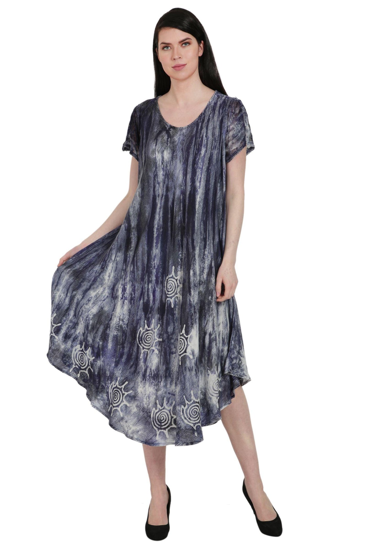 Batik + Tie Dye Trapeze Dress UDS52-2438  - Advance Apparels Inc