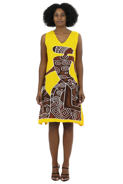 BD21085 Short Batik African Print Sleeveless Dress  - Advance Apparels Inc