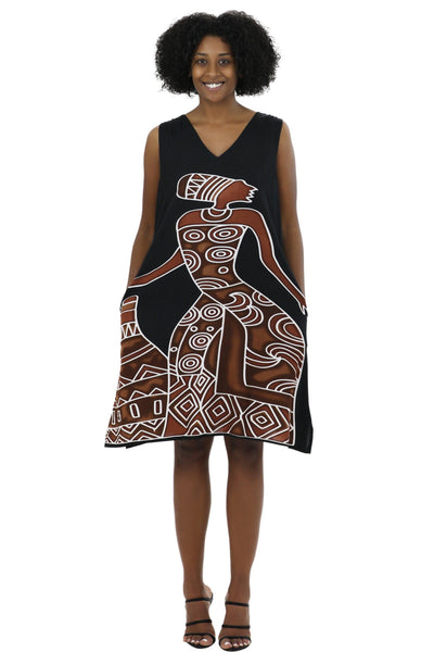 BD21085 Short Batik African Print Sleeveless Dress  - Advance Apparels Inc