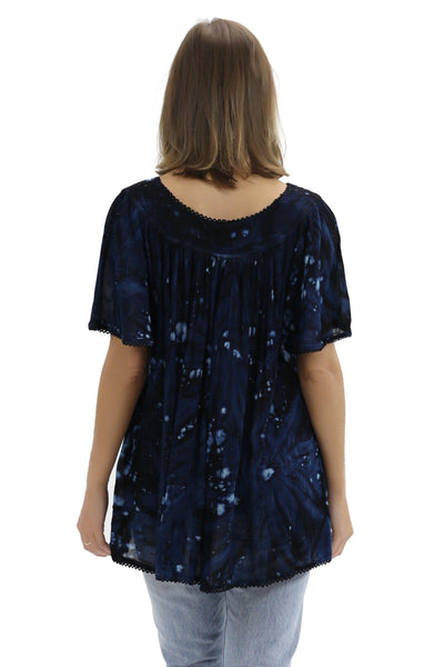 Belmar Tie Dye Cap Sleeve Blouse 16780  - Advance Apparels Inc