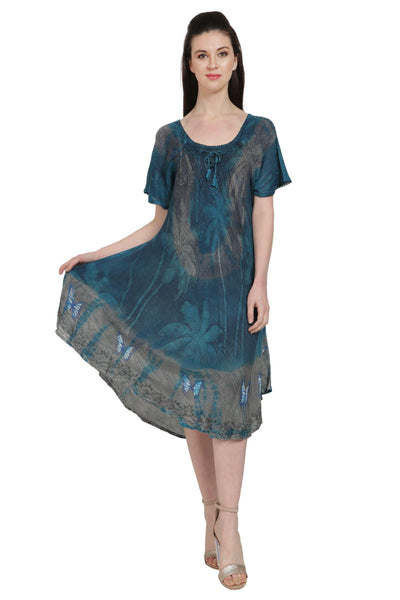 Butterfly Block Print Double Dye Umbrella Dress UDS48-2406 - Advance Apparels Inc