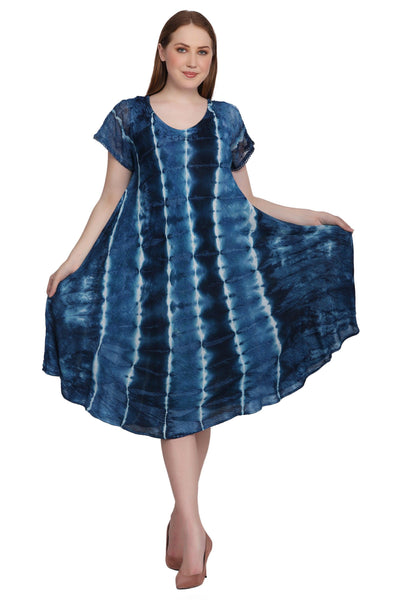 Cap Sleeve Tie Dye Dress 522185-SLV  - Advance Apparels Inc