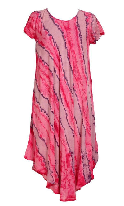 Cap Sleeve Tie Dye Umbrella Dress Block Print 17809 - Advance Apparels Inc