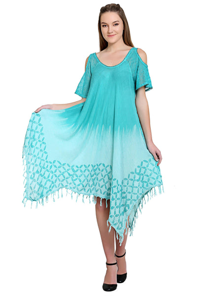 Cold Shoulder Fairytale Bottom Tie-Dye Dress 19288 - Advance Apparels Inc
