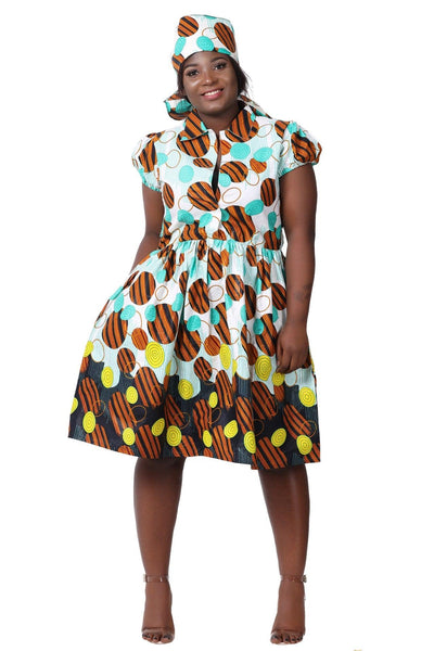 Collared Ankara Print Short Sleeve Dress 2259 - Advance Apparels Inc