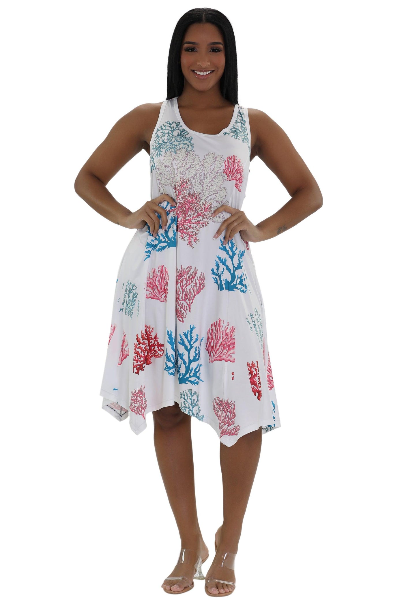 Coral Reef Print Beach Dress 21234  - Advance Apparels Inc