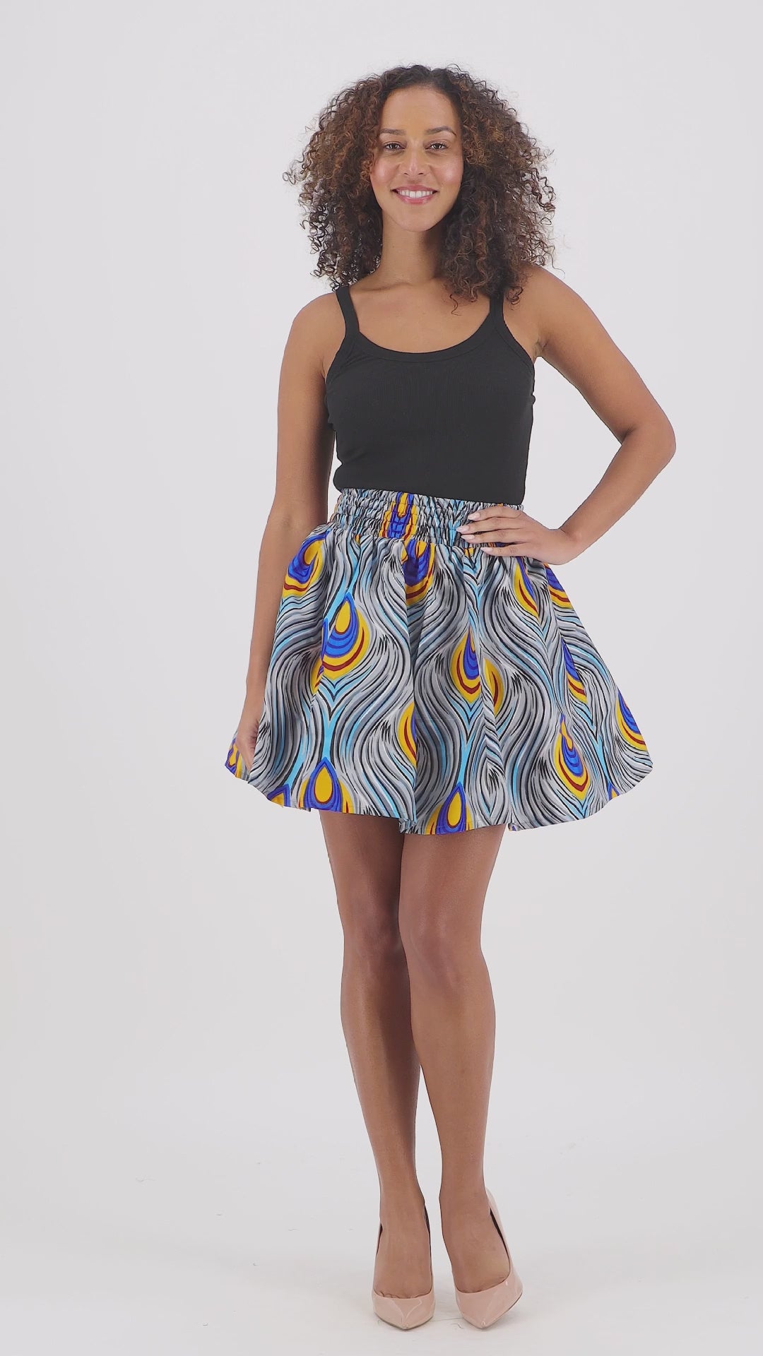 Short Length African Print Maxi Skirt Elastic Waist 16412-133