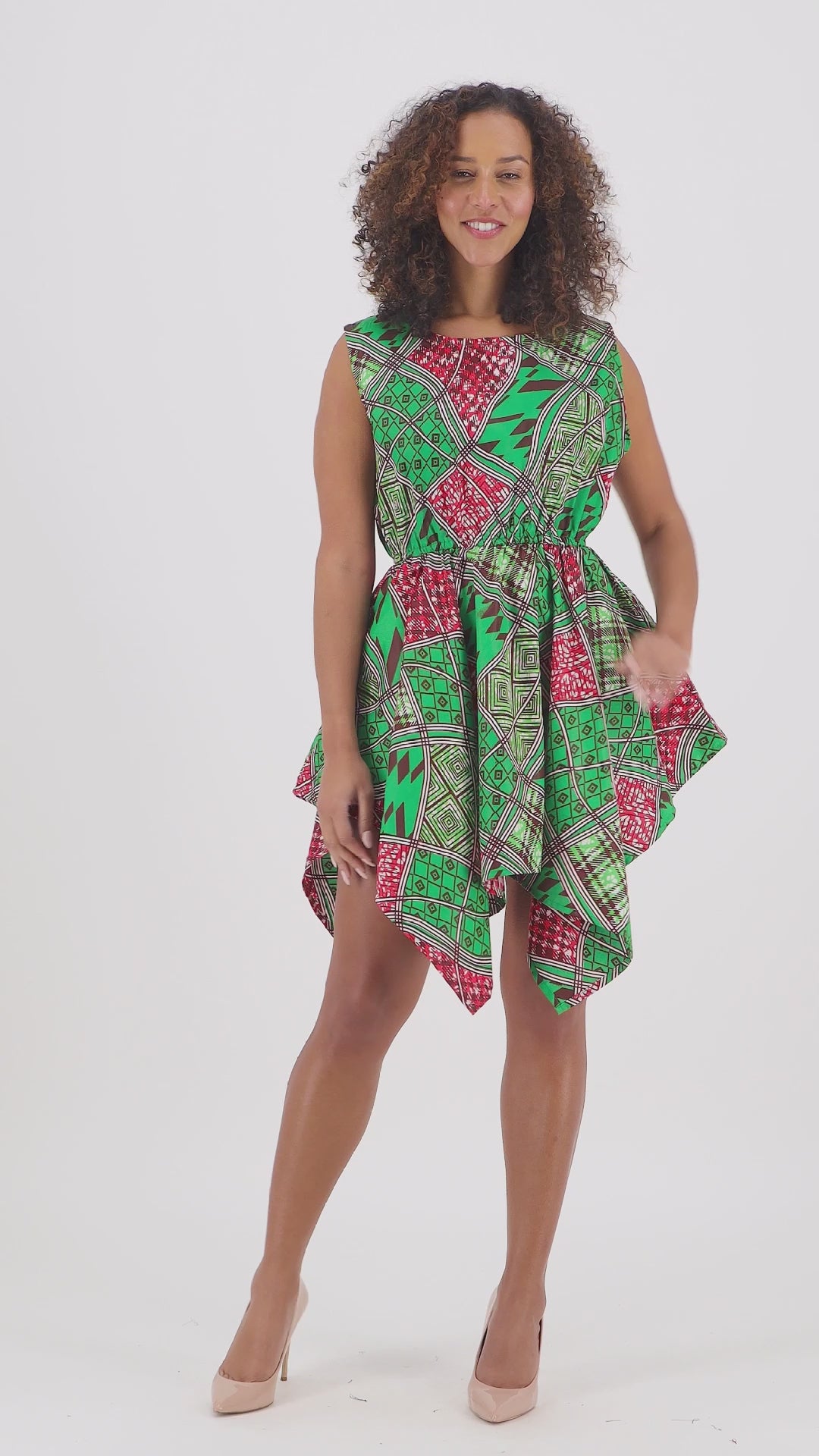 African Patch Print Sleeveless Dress 2182