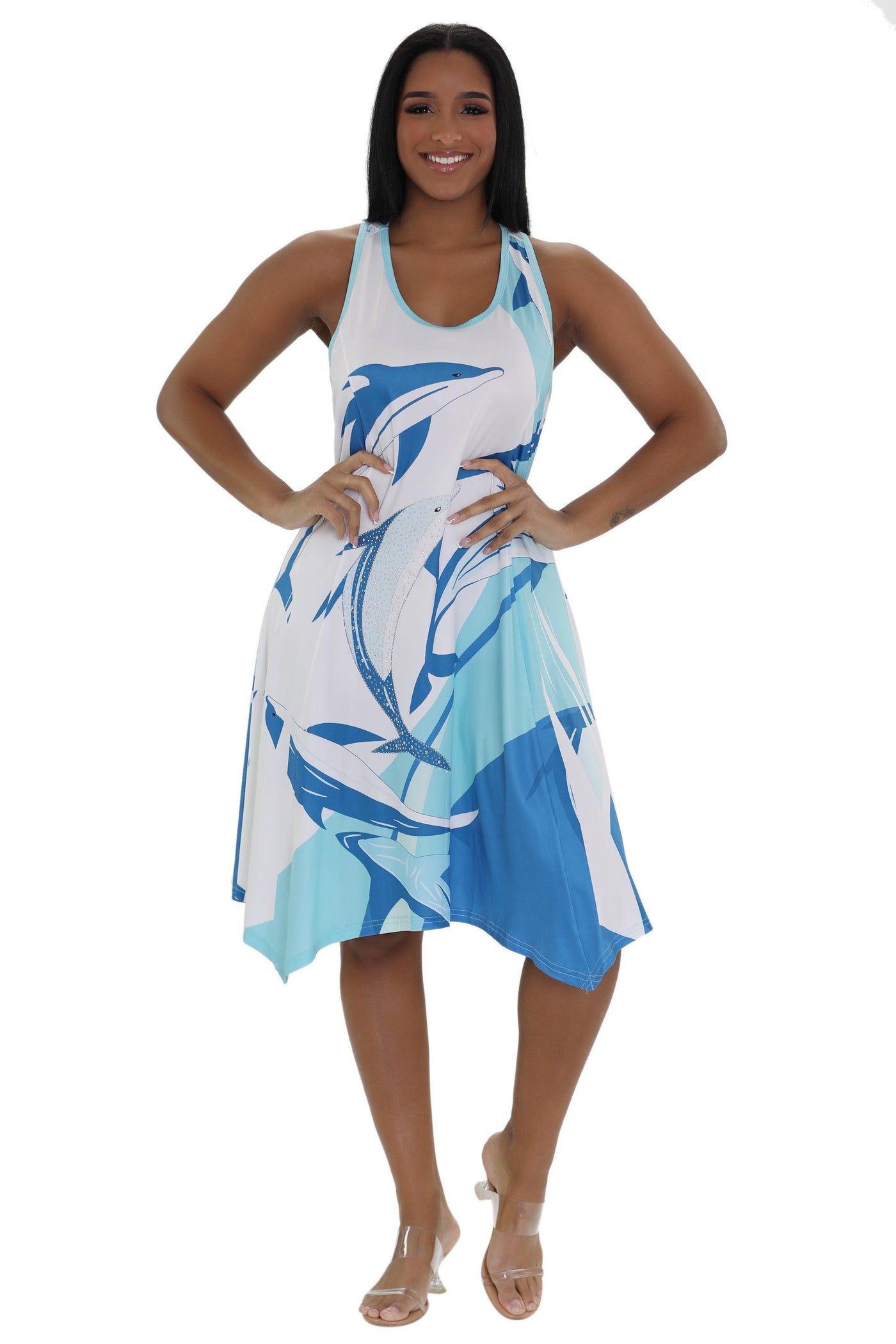 Dolphin Print Resort Dress 21228  - Advance Apparels Inc