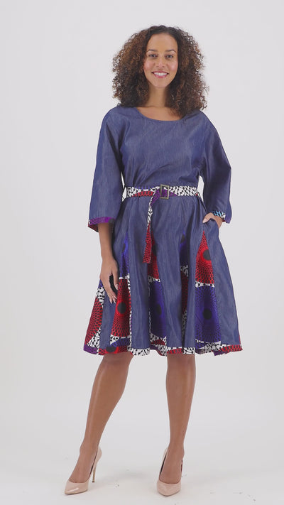 Mid-Length Ankara Print Long Sleeve Maxi Dress 2194