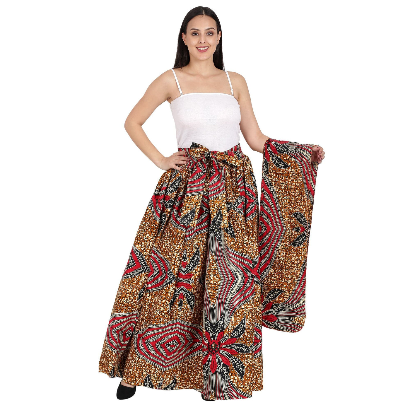 Earth Tone African Print Long Maxi Skirt Elastic Waist 16317-96 - Advance Apparels Inc