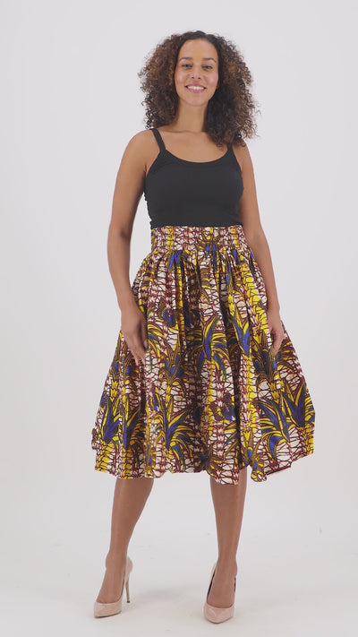 Mid-Length African Print Maxi Skirt Pockets Headwrap Included 16321-528