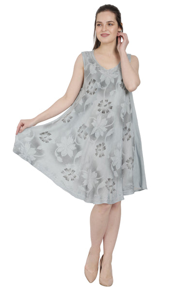 Floral Block Print Tie Dye Umbrella Dress UD36-2324  - Advance Apparels Inc