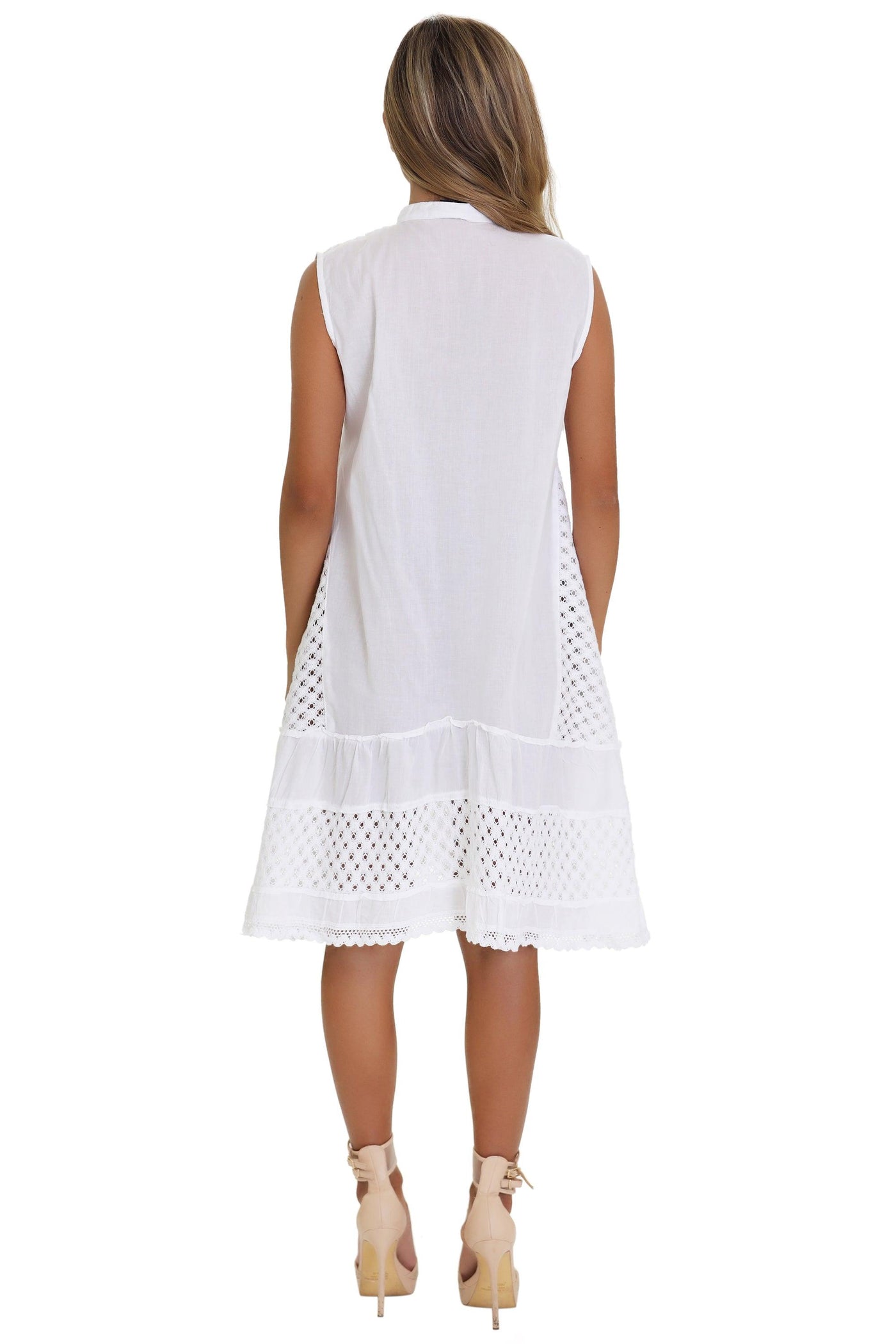 Hand Embroidered Button Dress WD-21115  - Advance Apparels Inc