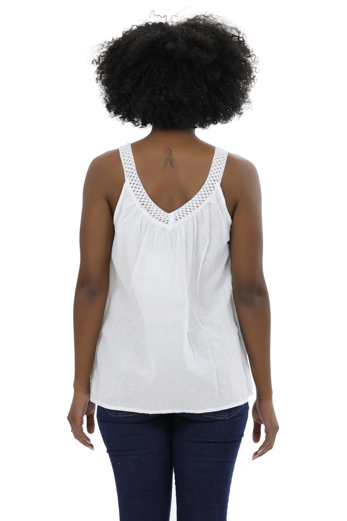 Hand Embroidered White V-Neck Blouse WD-21114  - Advance Apparels Inc