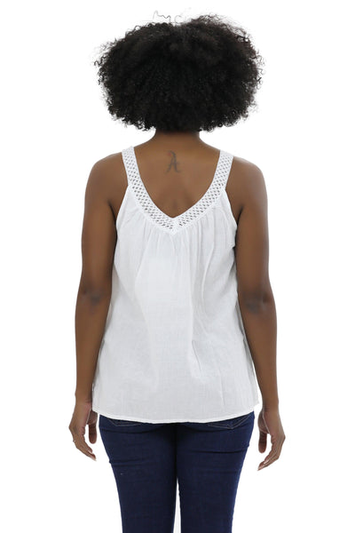 Hand Embroidered White V-Neck Blouse WD-21114  - Advance Apparels Inc