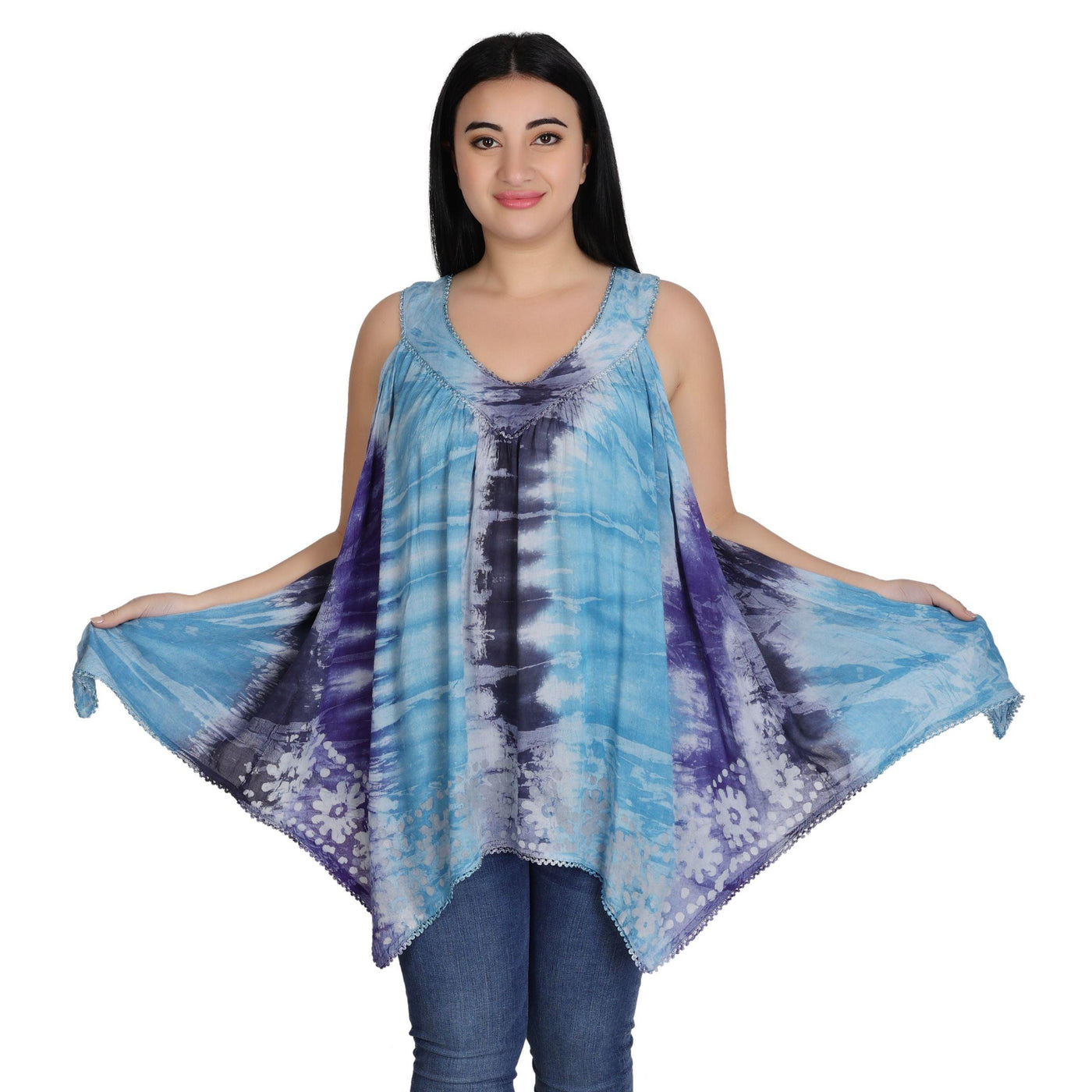 Handkerchief Bottom Tie Dye Tank 17793 - Advance Apparels Inc