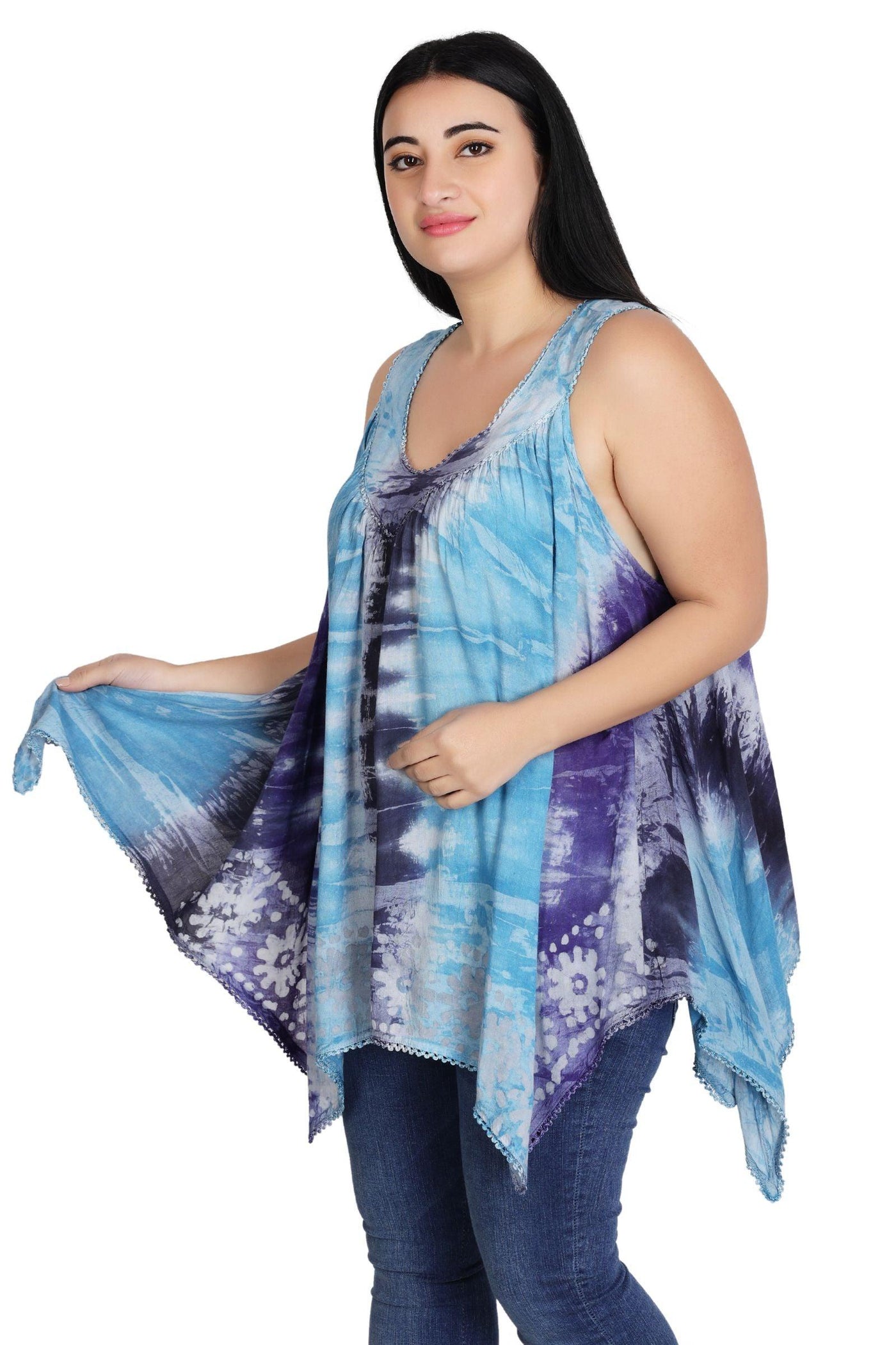 Handkerchief Bottom Tie Dye Tank 17793  - Advance Apparels Inc