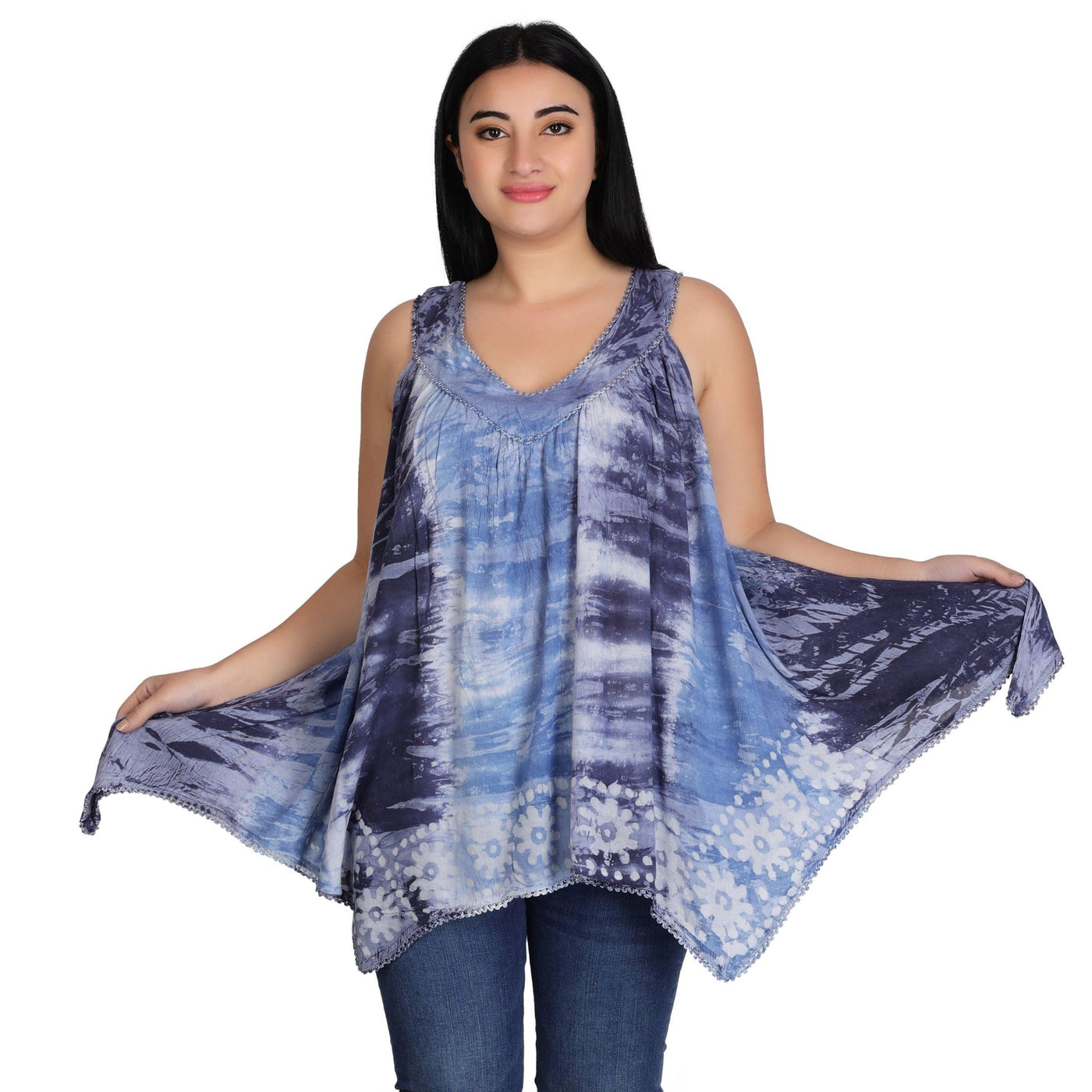 Handkerchief Bottom Tie Dye Tank 17793 - Advance Apparels Inc