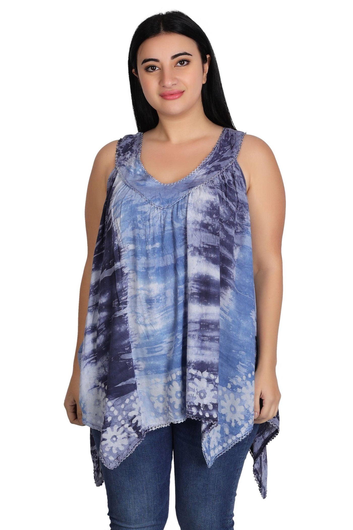 Handkerchief Bottom Tie Dye Tank 17793 - Advance Apparels Inc