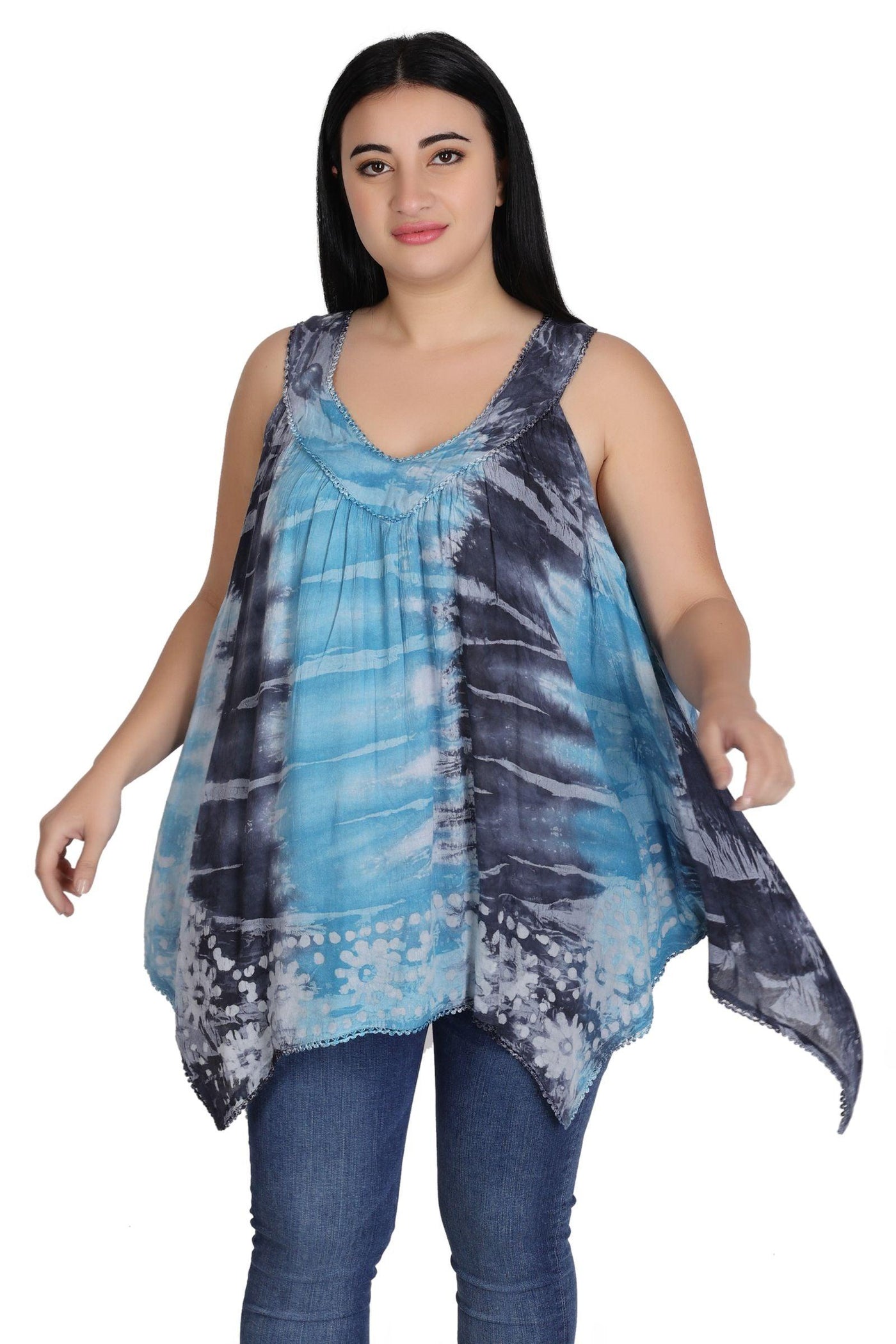 Handkerchief Bottom Tie Dye Tank 17793 - Advance Apparels Inc