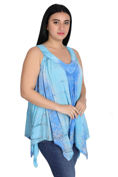 Handkerchief Bottom Tie Dye Tank 17793  - Advance Apparels Inc
