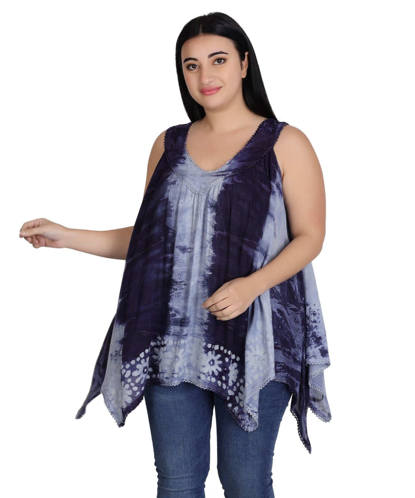 Handkerchief Bottom Tie Dye Tank 17793  - Advance Apparels Inc