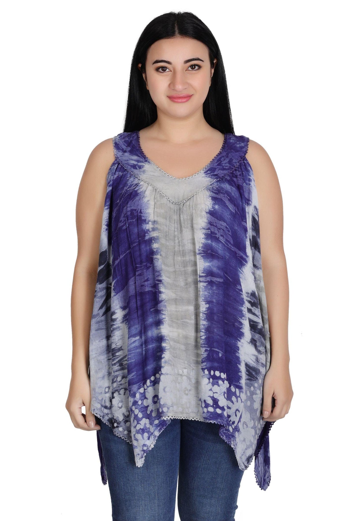 Handkerchief Bottom Tie Dye Tank 17793  - Advance Apparels Inc