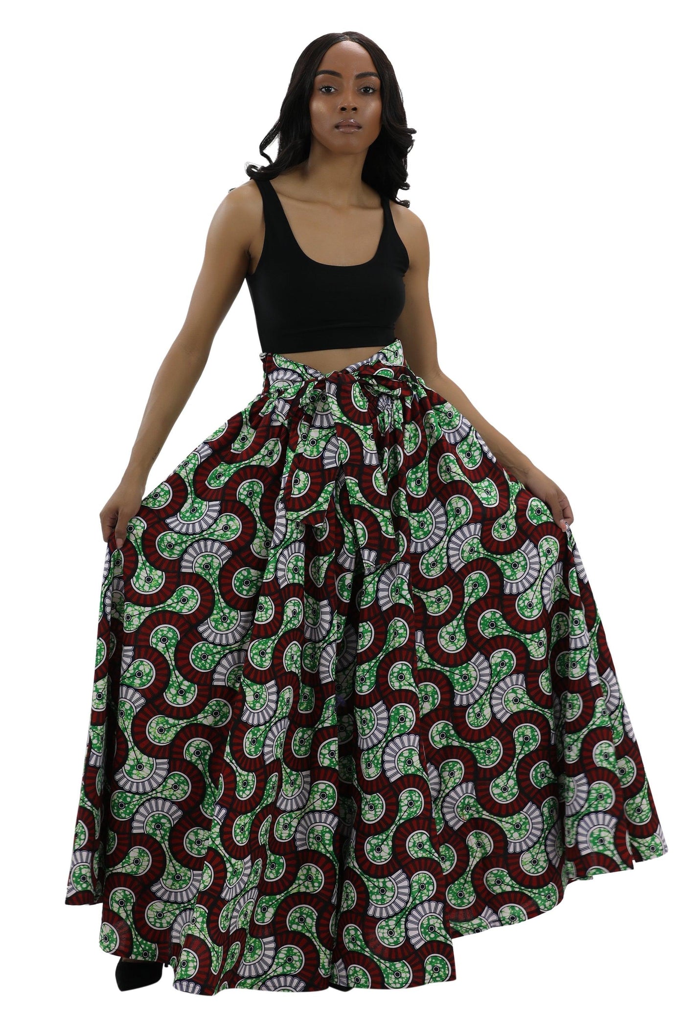 Long African Print Maxi Skirt Elastic Waist Ankara Fashion  - Advance Apparels Inc