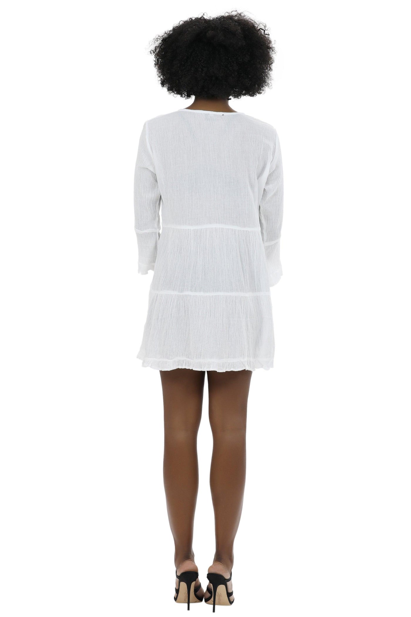 Long Sleeve Hand Embroidered White Dress WD-21113  - Advance Apparels Inc