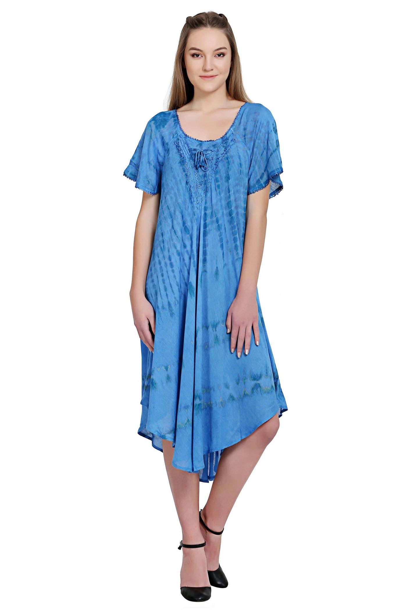 Lydia Cap Sleeve Tie Dye Umbrella Dress - Advance Apparels Inc